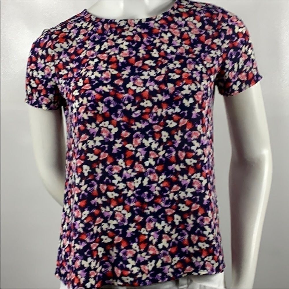Maison Jules Multicolor Floral Short Sleeve Top Size: XS